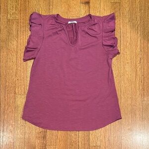 Zeagoo Women's Ruffled Sleeve Top - Mauve Size Small